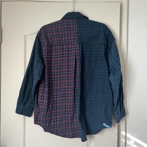 Womens flannel multicolor plaid shirt - Picture 2 of 2